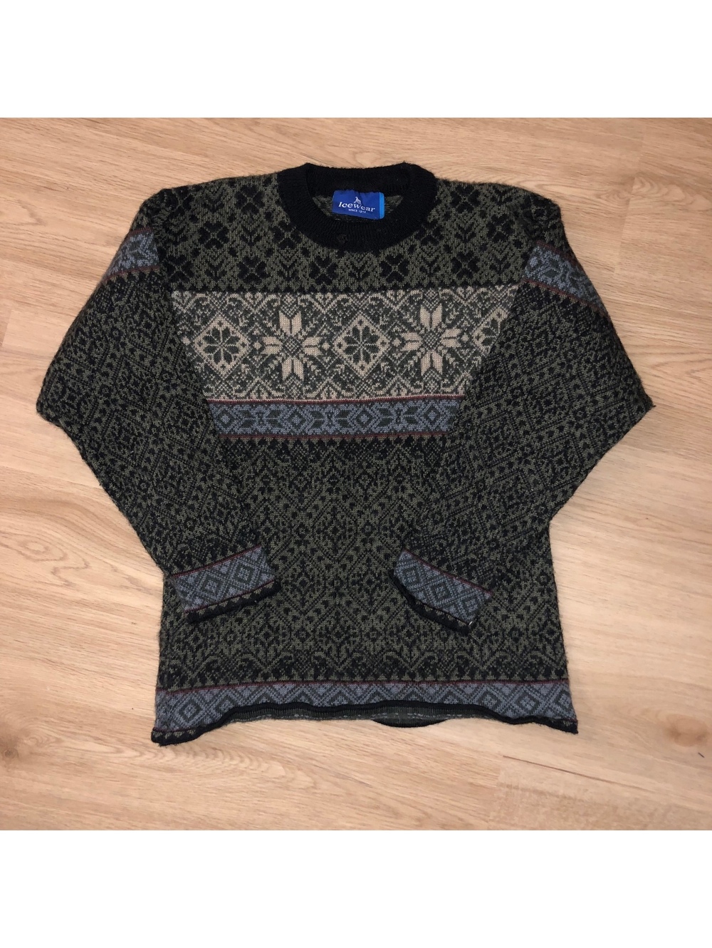 VINTAGE ICEWEAR ICELANDIC SWEATER WOOL CARDIGAN NORDIC FAIR ISLE WOMENS SMALL